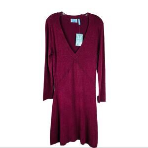 NEW Survival wine red knit stretchy midi dress large